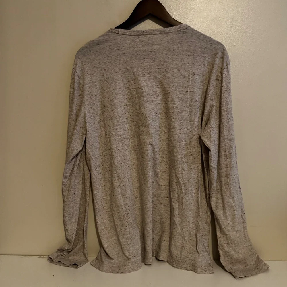 Banana Republic Men's L Tall Heather Grey Long Sleeve Tee Organic Cotton Layers